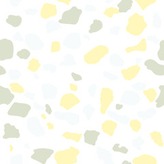 Terrazzo or granite stone seamless pattern in pastel white-yellow colors, vector re-sizable file.