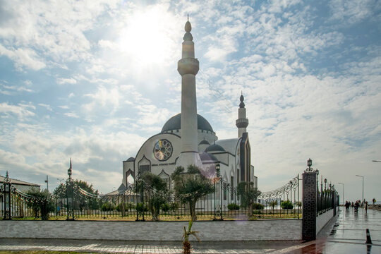 Iskenderun, Hatay - Turkey  09/02/2022 : Nihal Atakaş mosque   in iskenderun seaport at Hatay city of Turkey