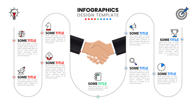 Infographic template with icons and 9 options or steps. Business concept
