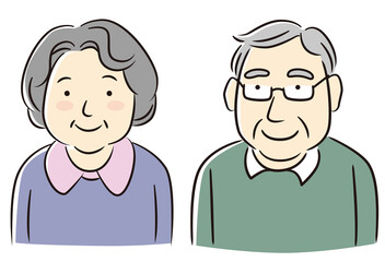 Upper body vector illustration of an elderly couple