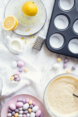 Process of preparation glazed Easter cupcakes