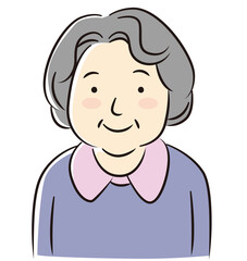 Upper body vector illustration of an elderly woman