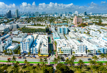 Aerial View, Art Deco District and Lummus Park.Ocean Drive,South Beach.Miami Beach  .Miami .Florida,USA