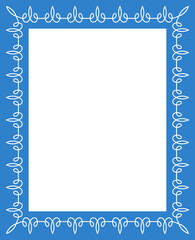 Blue border frame board. Vector background or book page. Simple rectangular billboard, plaque, signboard or label