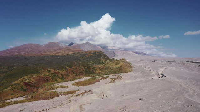 Eruption of active volcano Shiveluch, Kamchatka