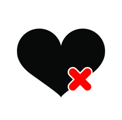 not allow love here icon. don't love here symbol.