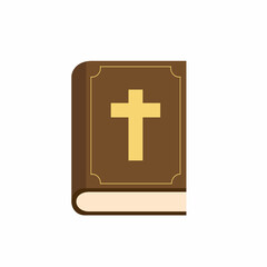 Bible flat design isolated on white background. Christian holy bible book icon. Vector stock.