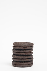 Fototapeta na wymiar soft dark chocolate brownie cookies on white background.