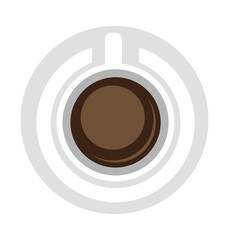 top view of Coffee cup with power on icon