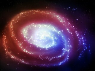 Amazing spiral galaxy with many stars, nebulae and star clusters. Beauty of the universe, deep space. Abstract background. 