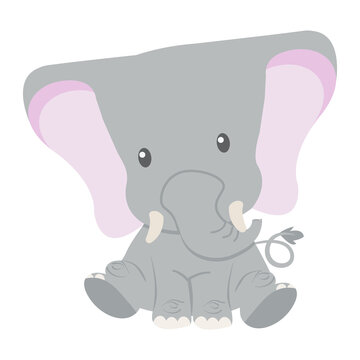 cute elephant baby cartoon vector