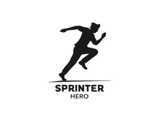 Fototapeta na wymiar Silhouette of a person running fast for a sprinter logo