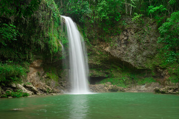 Fototapeta na wymiar Idelyc water fall in wild jungle wildlife in edem