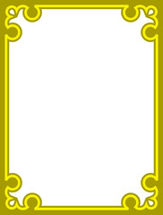 Yellow border frame board. Vector background or book page. Simple rectangular billboard, plaque, signboard or label