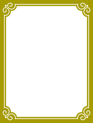 Yellow border frame board. Vector background or book page. Simple rectangular billboard, plaque, signboard or label