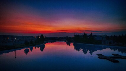 sunset over the river