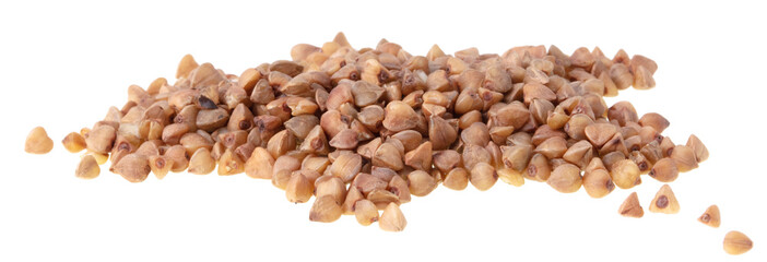 Buckwheat groats isolated on white background.