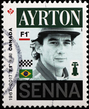 Ayrton Senna potrait on postage stamp