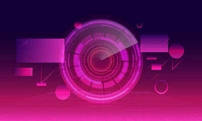 Obraz premium technology background. Retro neon effect. circuit board concept. Hi-tech digital technology.