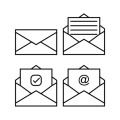 Outline white envelop icon set illustration design. Editable vector in eps10. Basic element graphic resource