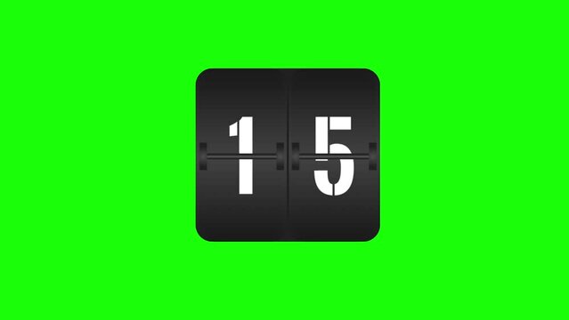 Countdown clock. Special Clock Flipping 1 Minute countdown 4K animation on Green screen - 60 seconds count up on Green screen background