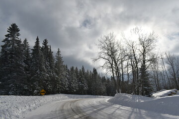 Fototapeta premium The North Rang Road in Winter, Sainte-Apolline, Québec, Canada