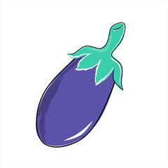 Cartoon flat vegetable eggplant isolated