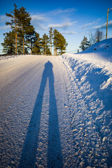 Sundsvall, Sweden A long personal shadow in the winter sun in the snow.