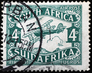 South african air mail vintage postage stamp