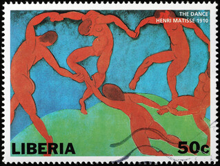 The dance by Henry Matisse on african stamp - obrazy, fototapety, plakaty