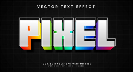 Pixel editable vector text effect with colorful concept.