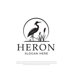 Stork Heron silhouette design logo,design template