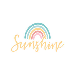 vector themed typography sunshine and rainbow