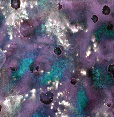 Abstract watercolor background in purple and turquoise colors.