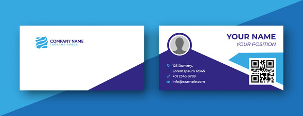 Blue business card design template. clean and modern design style . vector illustration