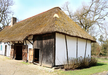 Fototapeta na wymiar large, traditional white barn in Bokrijk, Belgium