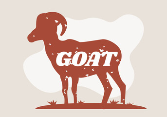 Silhouette goat with text lettering