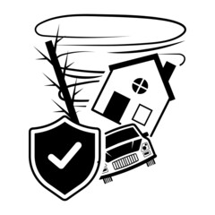 Cyclone or thunder storm coverage Vector Icon Design, Financial loss Protection Symbol, Risk management Sign, Catastrophe insurance Concept 