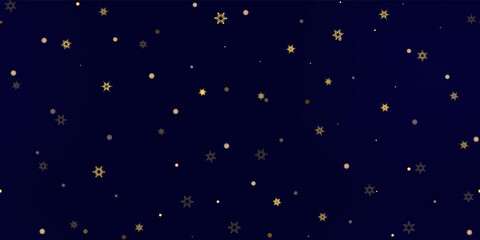 Gold snowflakes holiday seamless pattern.