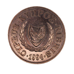 Cyprus 20 cents coin 1994,  reverse side of the coin, close-up