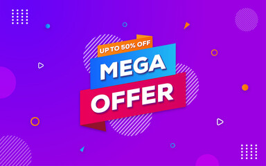 Mega offer banner design with editable text effect