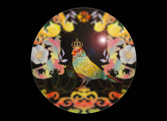 Fantasie Vogel mit Krone stilvoll mit Blur Effekt