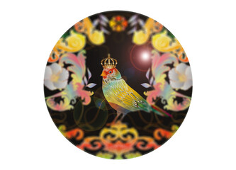 Fantasie Vogel mit Krone stilvoll mit Blur Effekt