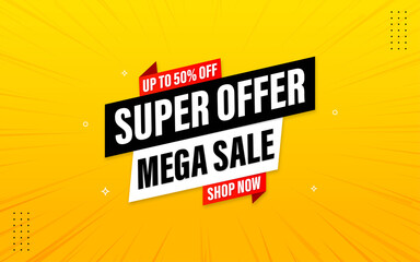 Super offer banner design with editable text effect
