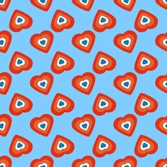 Heart seamless pattern. Endless repeatative swatch. Template for fabric print. Vector simple heart shapes. Valentine, wedding and birthday gift wrapping paper.