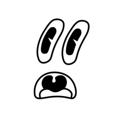 Retro cartoon emotions. Eye and mouth elements. consternation