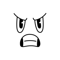 Retro cartoon  emotions. Eyes and mouths elements. anger