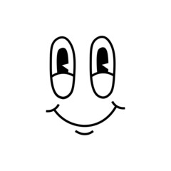 Retro cartoon  emotions. Eyes and mouths elements. smile