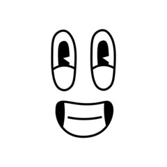 Retro cartoon emotions. Eye and mouth elements. Happiness