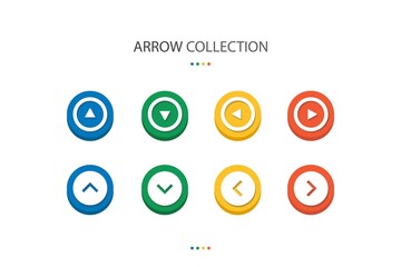 Set of modern play button icon. Play symbol for your web site design, app, UI. This design use arrow symbol. Elements with 4 colors circle shape.
